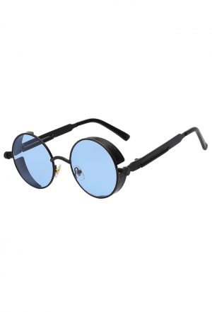 Ronde bril blauwe glazen hippie zonnebril