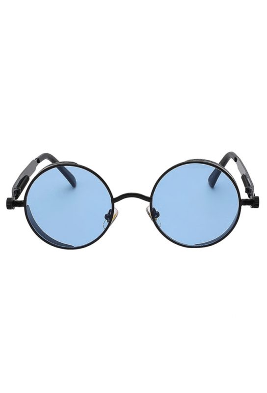 Ronde bril blauwe glazen hippie zonnebril