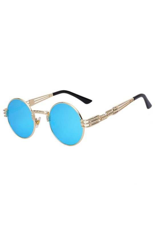 Ronde zonnebril blauw heren spiegelglazen