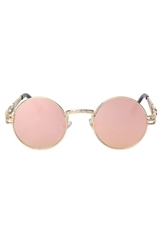 Ronde zonnebril rose heren spiegelglazen
