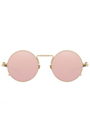 Ronde zonnebril rose spiegelglazen goud hipster