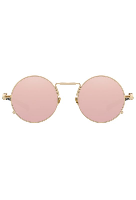 Ronde zonnebril rose spiegelglazen goud hipster