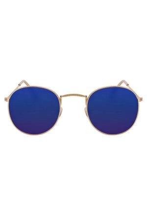 Ronde zonnebril round metal blauw spiegelglazen