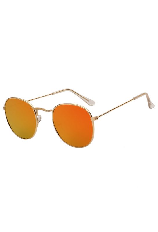 Ronde zonnebril round metal oranje spiegelglazen