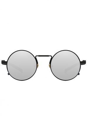Ronde zonnebril zwart zilveren spiegelglazen hipster