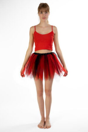 Rood Zwarte Tutu Rokje Duivel Petticoat Halloween Tule Rok Kinderen Volwassenen 1