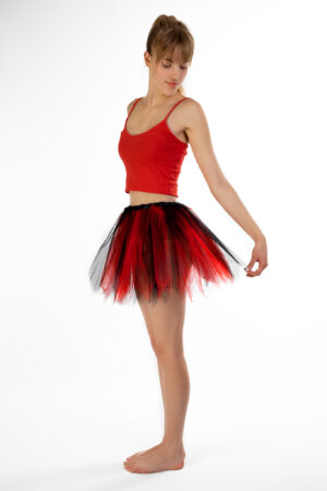 Rood Zwarte Tutu Rokje Duivel Petticoat Halloween Tule Rok Kinderen Volwassenen 3