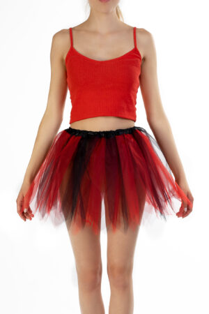 Rood Zwarte Tutu Rokje Duivel Petticoat Halloween Tule Rok Kinderen Volwassenen