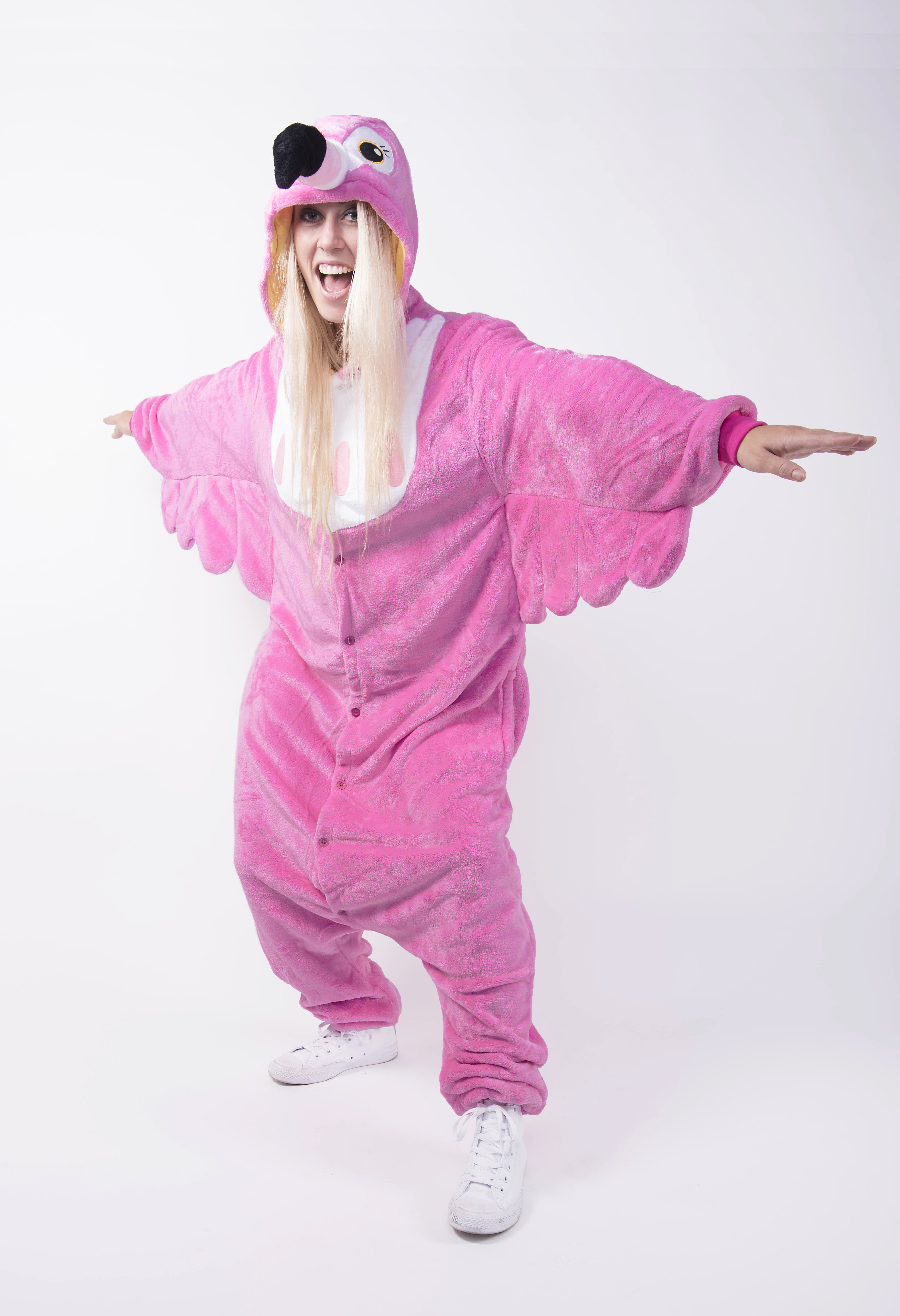 Verblinding droom meditatie Roze flamingo onesie pak kostuum kopen? - FeestinjeBeest.nl