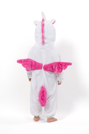 Roze Pegasus Onesie Kind Unicorn Vleugels Kinder Kostuum Pak 1