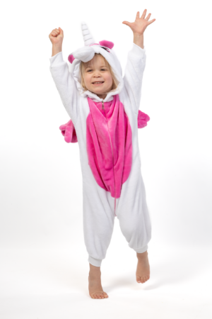 Roze Pegasus Onesie Kind Unicorn Vleugels Kinder Kostuum Pak