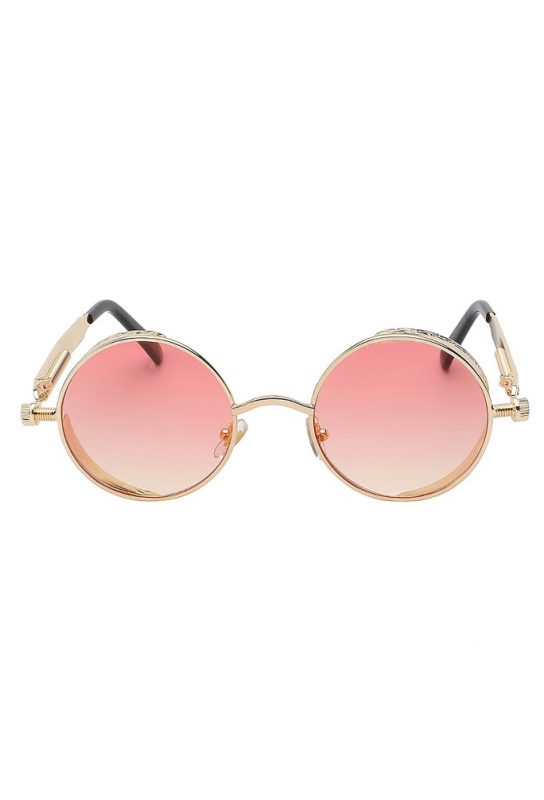 Roze bril ronde glazen goud steampunk