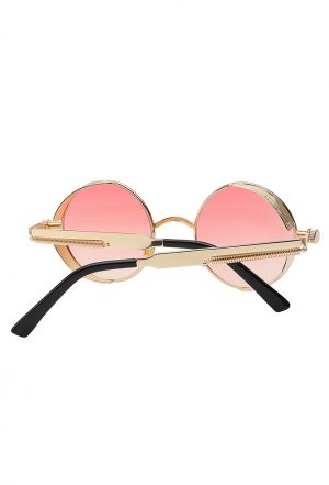Roze bril ronde glazen goud steampunk