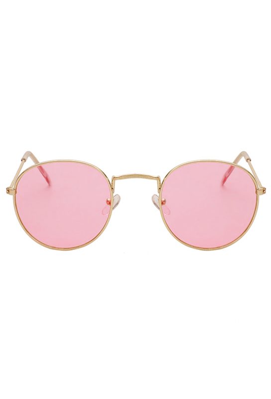 Roze bril round metal zonnebril rond