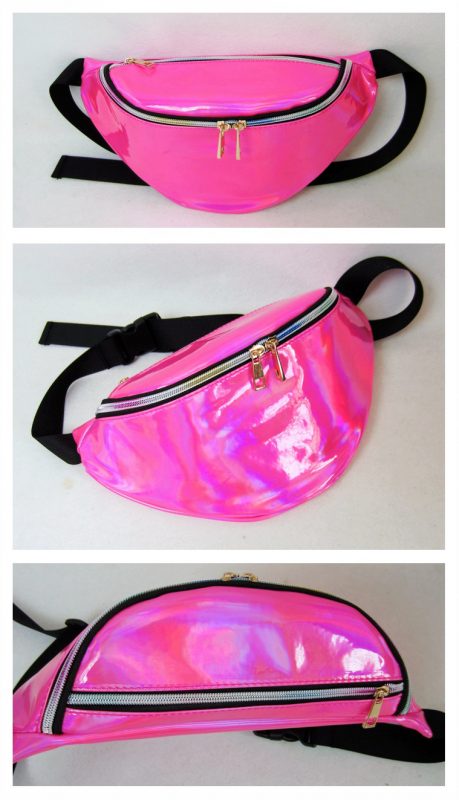 Roze iridescent heuptas holografisch