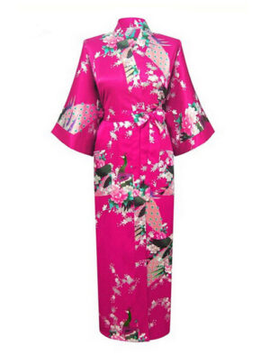 Roze kimono satijn Japanse satijnen badjas kamerjas geisha ochtendjas yukata