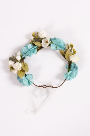 Rozenkrans blauw bloemenkrans rozen haarband