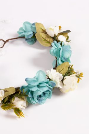 Rozenkrans blauw bloemenkrans rozen haarband