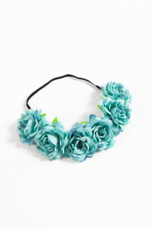 Rozenkrans haar blauw bloemenkrans rozen haarband elastiek