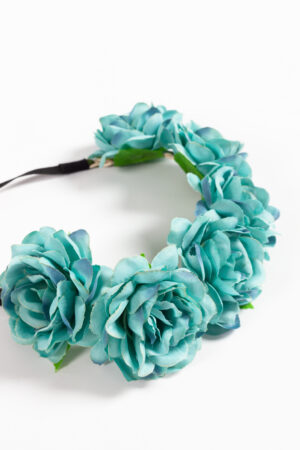 Rozenkrans haar blauw bloemenkrans rozen haarband elastiek