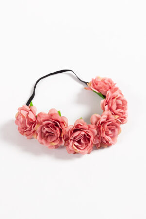 Rozenkrans haar oudroze bloemenkrans rozen haarband elastiek