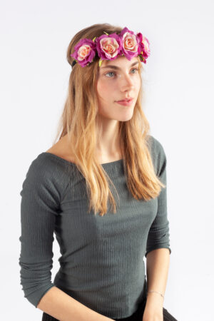 Rozenkrans haar paars bloemenkrans rozen haarband elastiek