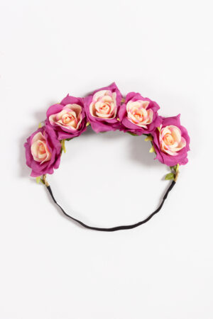 Rozenkrans haar paars bloemenkrans rozen haarband elastiek