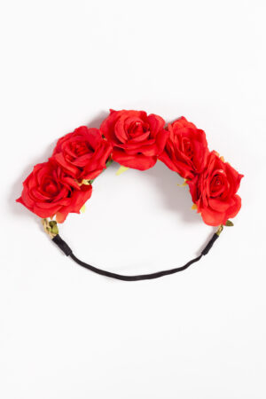 Rozenkrans haar rood bloemenkrans 5 rozen haarband elastiek