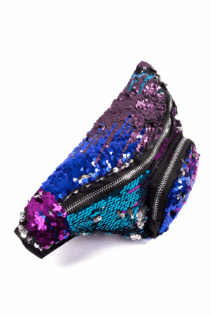 Sequin heuptas paars blauw omkeerbare pailletten fanny pack heuptasje 1
