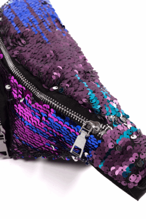 Sequin heuptas paars blauw omkeerbare pailletten fanny pack heuptasje 3