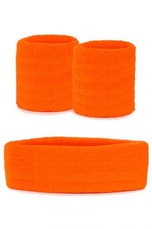 Setje zweetbandjes oranje kind polsband hoofdband