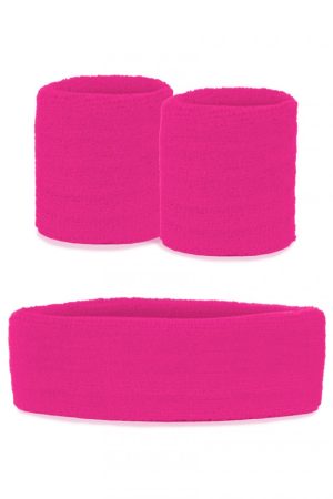 Setje zweetbandjes roze kind polsband hoofdband