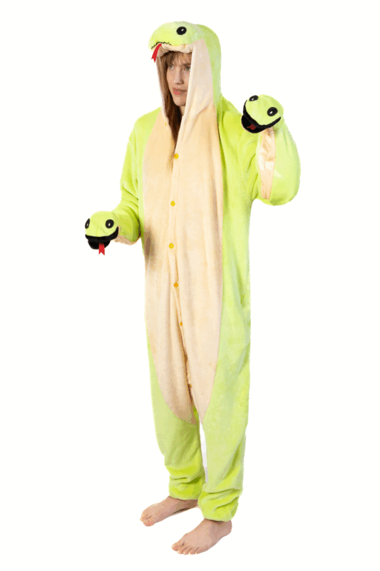 Slang Onesie Salamander Pak Gekko Kostuum Groen 1