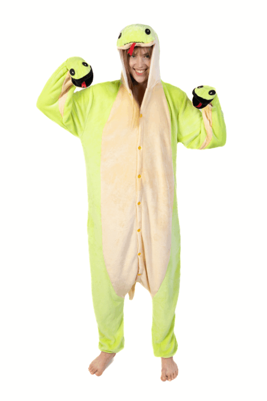 Slang Onesie Salamander Pak Gekko Kostuum Groen