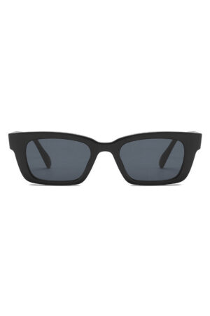 Smalle zonnebril puntig rechthoekig zwart retro kunststof montuur
