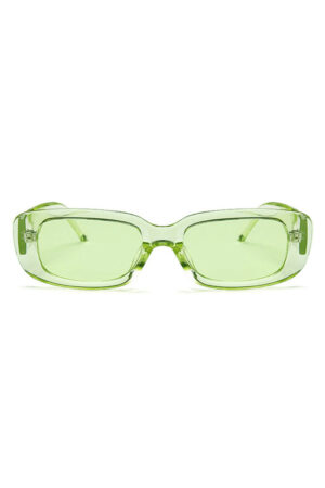 Smalle zonnebril rechthoekige glazen 90's Y2K lichtgroen transparant retro kunststof montuur