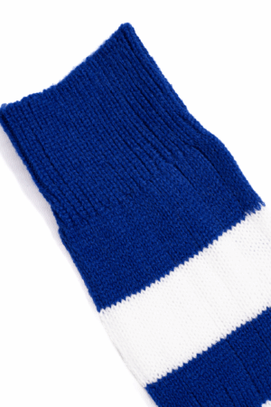 Sokken blauw wit gestreept gebreid 1