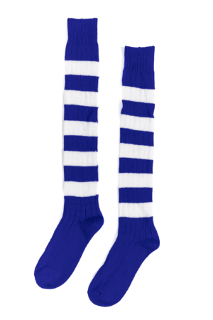 Sokken blauw wit gestreept gebreid