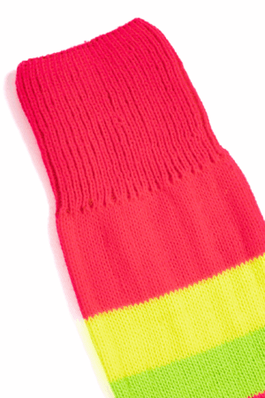 Sokken neon roze geel groen streepjes