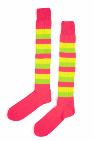 Sokken neon roze geel groen streepjes