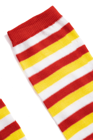 Sokken rood geel wit streepjes carnaval Oeteldonk 1