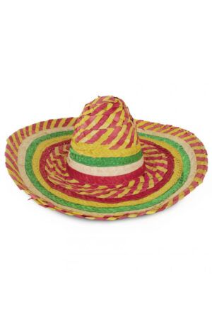 Sombrero Hoed Rood Geel Groen Wit Mexico Mariachi Riet Palmblad