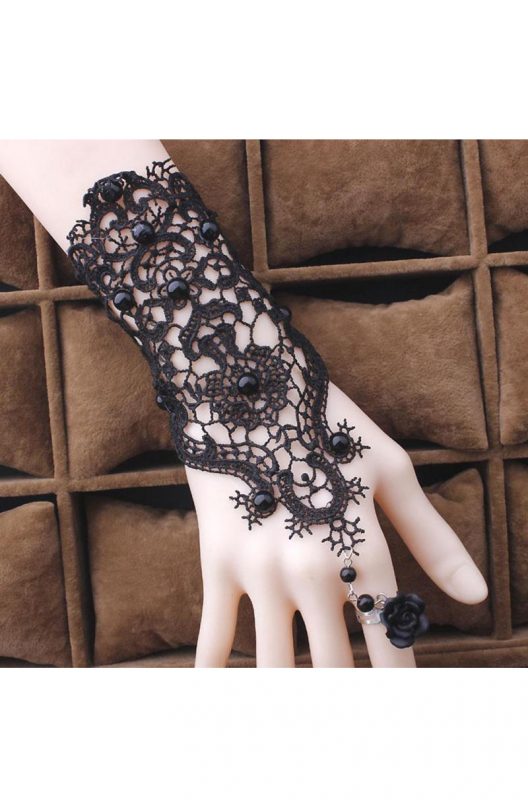 Steampunk Victoriaanse kanten armband met ring