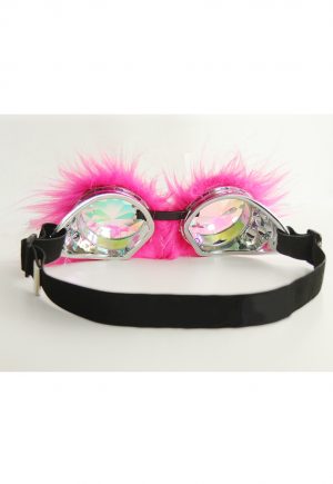 Steampunk bril roze bont goggles kaleidoscoop