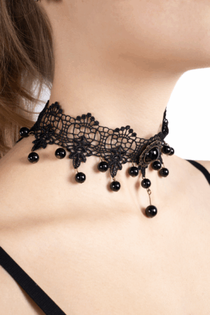 Steampunk choker ketting kant kraaltjes 2 3