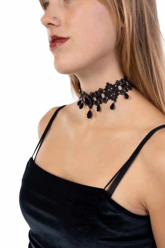 Steampunk choker ketting kant kraaltjes 6 1