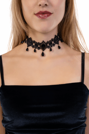 Steampunk choker ketting kant kraaltjes 6