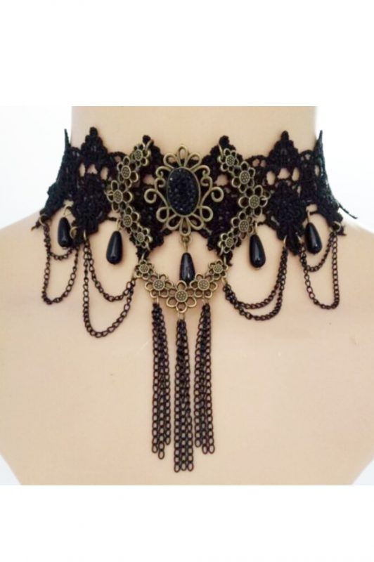 Steampunk choker ketting smal