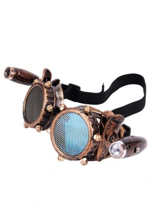Steampunk goggles bril LED lampjes gaas koper