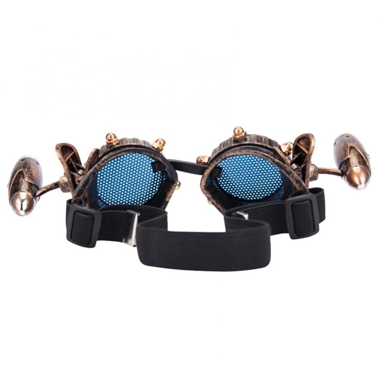 Steampunk goggles bril LED lampjes gaas koper